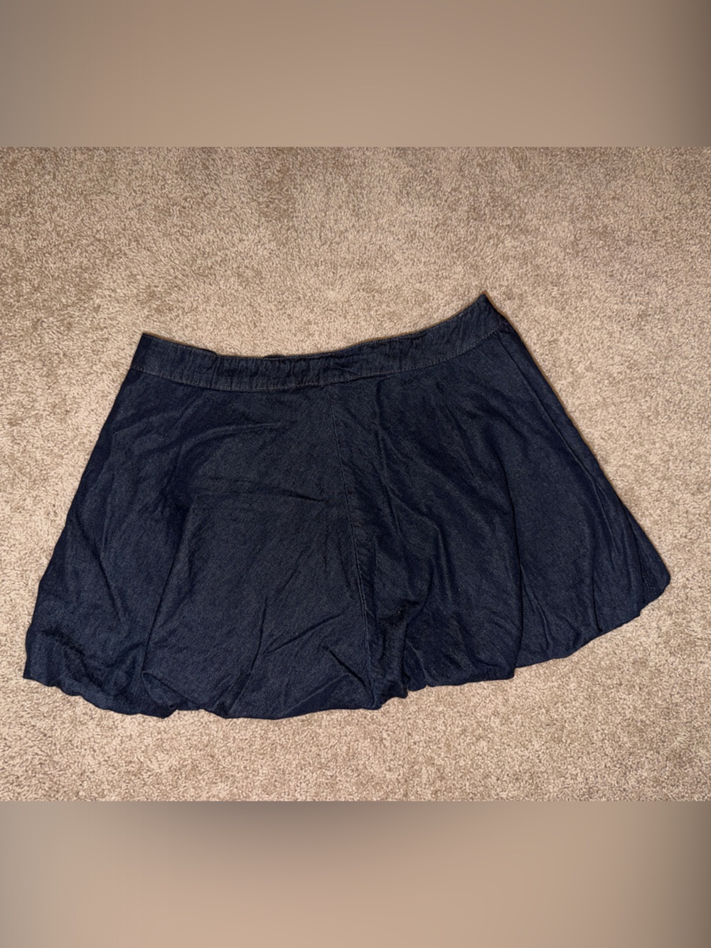 Mango Dark Wash Denim Bubble Mini Skirt